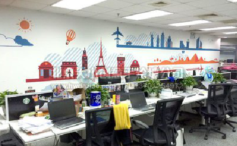 乐山教你设计办公室墙绘的方法。